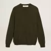 Jersey de cuello redondo para hombre en algodón verde militar Jersey de cuello redondo para hombre en algodón verde militar
