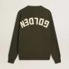Jersey de cuello redondo para hombre en color verde militar con las letras «Golden» en la espalda Jersey de cuello redondo para hombre en color verde militar con las letras «Golden» en la espalda