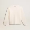 Jersey de cuello redondo para hombre en lana acanalada de color blanco desgastado Jersey de cuello redondo para hombre en lana acanalada de color blanco desgastado
