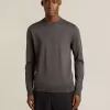 Jersey de cuello redondo para hombre en lana gris oscuro jaspeado Jersey de cuello redondo para hombre en lana gris oscuro jaspeado