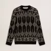 Jersey de cuello redondo para hombre, mezcla de lana, con diseño jacquard argyle
