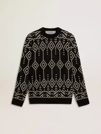 Jersey de cuello redondo para hombre, mezcla de lana, con diseño jacquard argyle