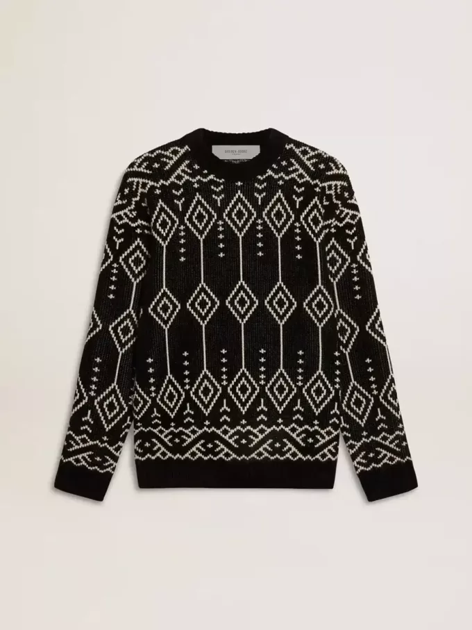 Jersey de cuello redondo para hombre, mezcla de lana, con diseño jacquard argyle