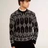 Jersey de cuello redondo para hombre, mezcla de lana, con diseño jacquard argyle