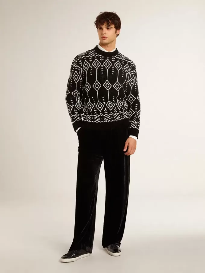 Jersey de cuello redondo para hombre, mezcla de lana, con diseño jacquard argyle