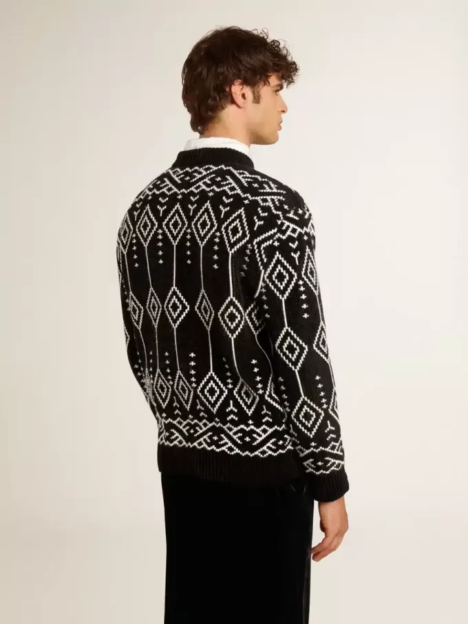 Jersey de cuello redondo para hombre, mezcla de lana, con diseño jacquard argyle