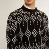 Jersey de cuello redondo para hombre, mezcla de lana, con diseño jacquard argyle