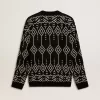 Jersey de cuello redondo para hombre, mezcla de lana, con diseño jacquard argyle