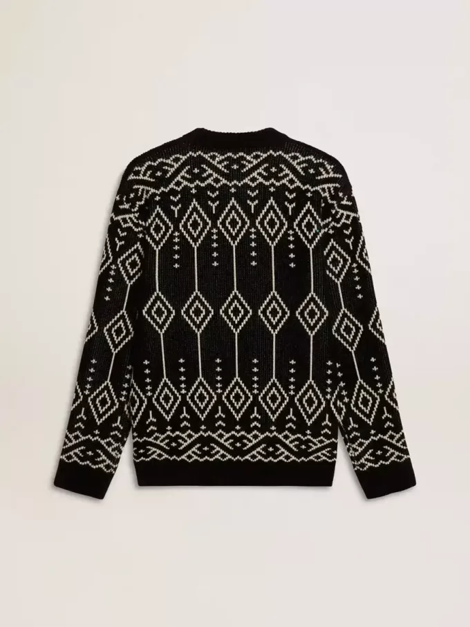 Jersey de cuello redondo para hombre, mezcla de lana, con diseño jacquard argyle