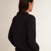 Jersey de cuello redondo para mujer en algodón azul oscuro Jersey de cuello redondo para mujer en algodón azul oscuro