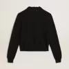 Jersey de cuello redondo para mujer en algodón azul oscuro Jersey de cuello redondo para mujer en algodón azul oscuro