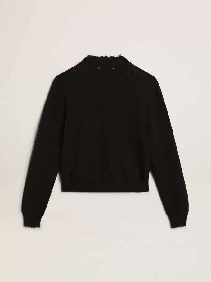 Jersey de cuello redondo para mujer en algodón azul oscuro Jersey de cuello redondo para mujer en algodón azul oscuro