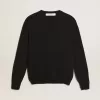 Jersey de cuello redondo para mujer en algodón azul oscuro con logotipo en la espalda Jersey de cuello redondo para mujer en algodón azul oscuro con logotipo en la espalda