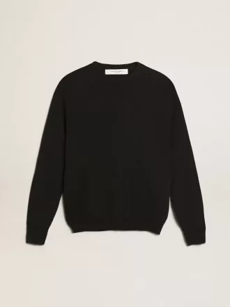 Jersey de cuello redondo para mujer en algodón azul oscuro con logotipo en la espalda