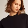 Jersey de cuello redondo para mujer en algodón azul oscuro con logotipo en la espalda Jersey de cuello redondo para mujer en algodón azul oscuro con logotipo en la espalda