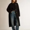 Jersey de cuello redondo para mujer en algodón azul oscuro con logotipo en la espalda Jersey de cuello redondo para mujer en algodón azul oscuro con logotipo en la espalda