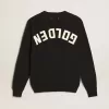 Jersey de cuello redondo para mujer en algodón azul oscuro con logotipo en la espalda Jersey de cuello redondo para mujer en algodón azul oscuro con logotipo en la espalda