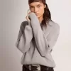 Jersey de cuello redondo para mujer en algodón gris Jersey de cuello redondo para mujer en algodón gris