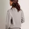 Jersey de cuello redondo para mujer en algodón gris Jersey de cuello redondo para mujer en algodón gris