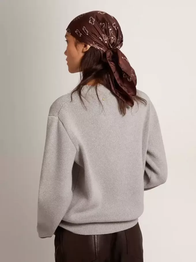 Jersey de cuello redondo para mujer en algodón gris Jersey de cuello redondo para mujer en algodón gris