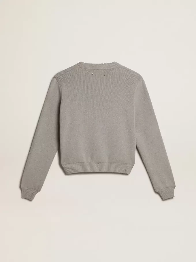Jersey de cuello redondo para mujer en algodón gris Jersey de cuello redondo para mujer en algodón gris