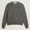 Jersey de cuello redondo para mujer en algodón gris oscuro con logotipo en la espalda Jersey de cuello redondo para mujer en algodón gris oscuro con logotipo en la espalda