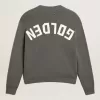 Jersey de cuello redondo para mujer en algodón gris oscuro con logotipo en la espalda Jersey de cuello redondo para mujer en algodón gris oscuro con logotipo en la espalda