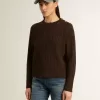 Jersey de cuello redondo para mujer en mezcla de lana con botones dorados Jersey de cuello redondo para mujer en mezcla de lana con botones dorados