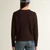 Jersey de cuello redondo para mujer en mezcla de lana con botones dorados Jersey de cuello redondo para mujer en mezcla de lana con botones dorados