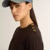 Jersey de cuello redondo para mujer en mezcla de lana con botones dorados Jersey de cuello redondo para mujer en mezcla de lana con botones dorados