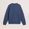 Jersey de lana jacquard azul claro para hombre con estampado en color crema Jersey de lana jacquard azul claro para hombre con estampado en color crema