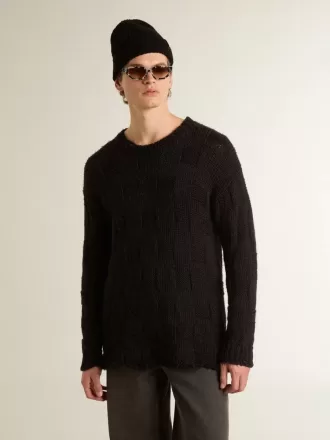 Jersey de lana negro para hombre con efecto desgastado