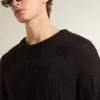 Jersey de lana negro para hombre con efecto desgastado Jersey de lana negro para hombre con efecto desgastado