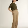 Jersey de manga corta para mujer en algodón verde militar Jersey de manga corta para mujer en algodón verde militar