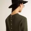 Jersey de manga corta para mujer en algodón verde militar Jersey de manga corta para mujer en algodón verde militar