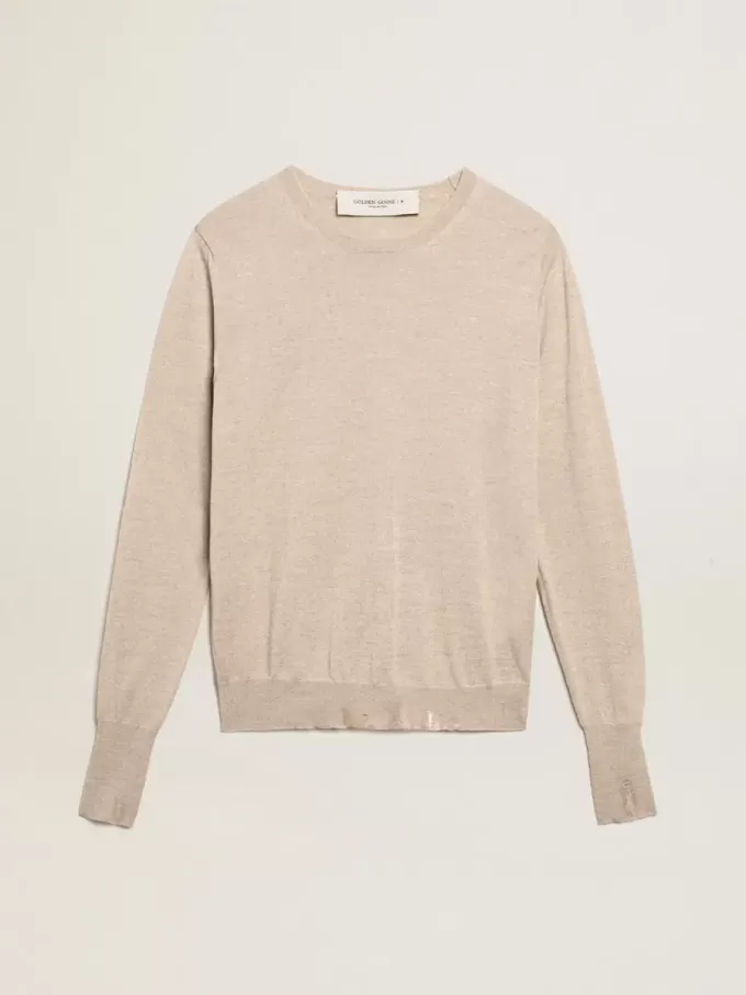 Jersey de mujer en lana merino marrón claro Jersey de mujer en lana merino marrón claro