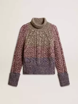 Jersey multicolor de cuello alto para mujer con hilo mouliné