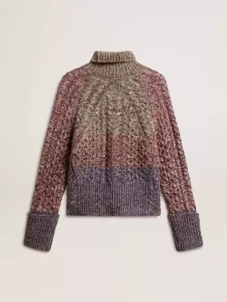 Jersey multicolor de cuello alto para mujer con hilo mouliné