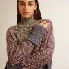 Jersey multicolor de cuello alto para mujer con hilo mouliné Jersey multicolor de cuello alto para mujer con hilo mouliné