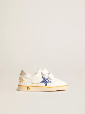 Junior Ball Star con estrella azul brillante y lengüeta trasera de ante beige
