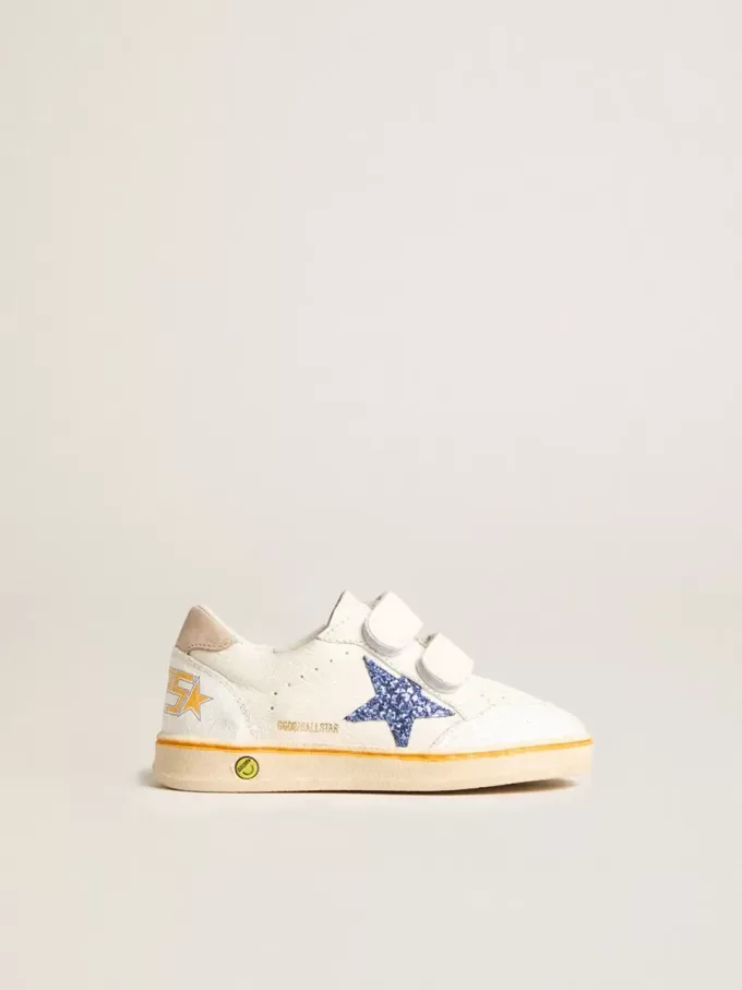 Junior Ball Star con estrella azul brillante y lengüeta trasera de ante beige Junior Ball Star con estrella azul brillante y lengüeta trasera de ante beige