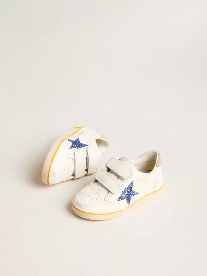 Junior Ball Star con estrella azul brillante y lengüeta trasera de ante beige Junior Ball Star con estrella azul brillante y lengüeta trasera de ante beige