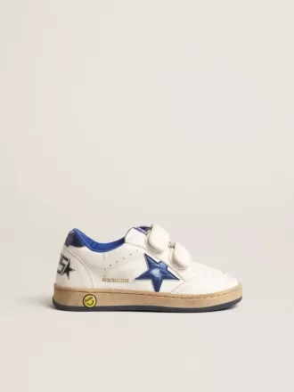 Junior Ball Star con estrella y lengüeta en el talón de cuero azul metalizado