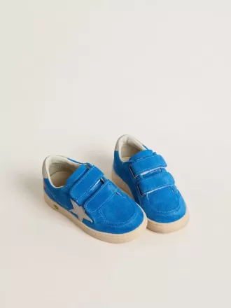 Junior Ball Star en ante azul claro con estrella y lengüeta en el talón de nubuck gris