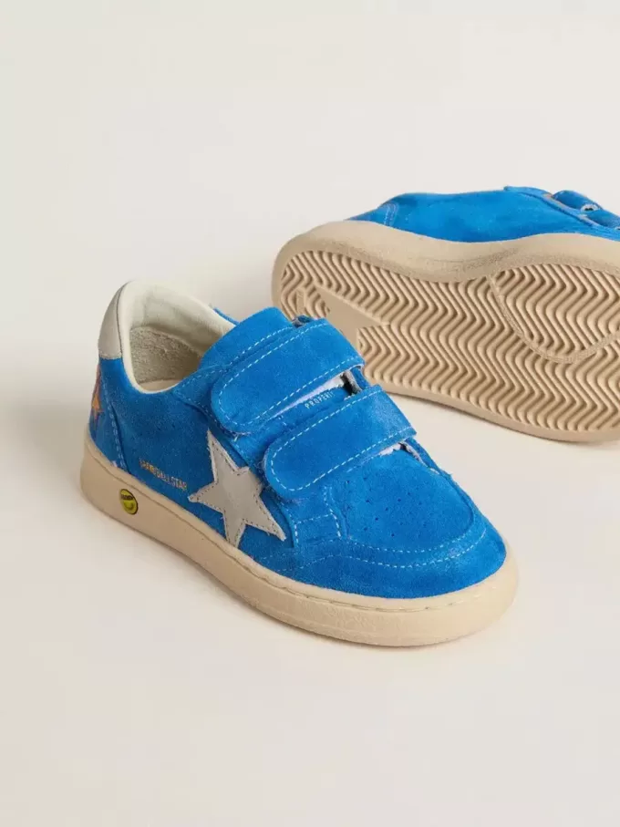 Junior Ball Star en ante azul claro con estrella y lengüeta en el talón de nubuck gris Junior Ball Star en ante azul claro con estrella y lengüeta en el talón de nubuck gris