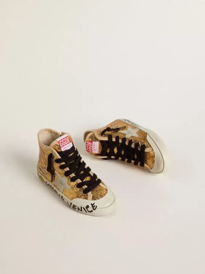 Junior Francy Penstar con lentejuelas doradas y estrella de ante gris hielo Junior Francy Penstar con lentejuelas doradas y estrella de ante gris hielo