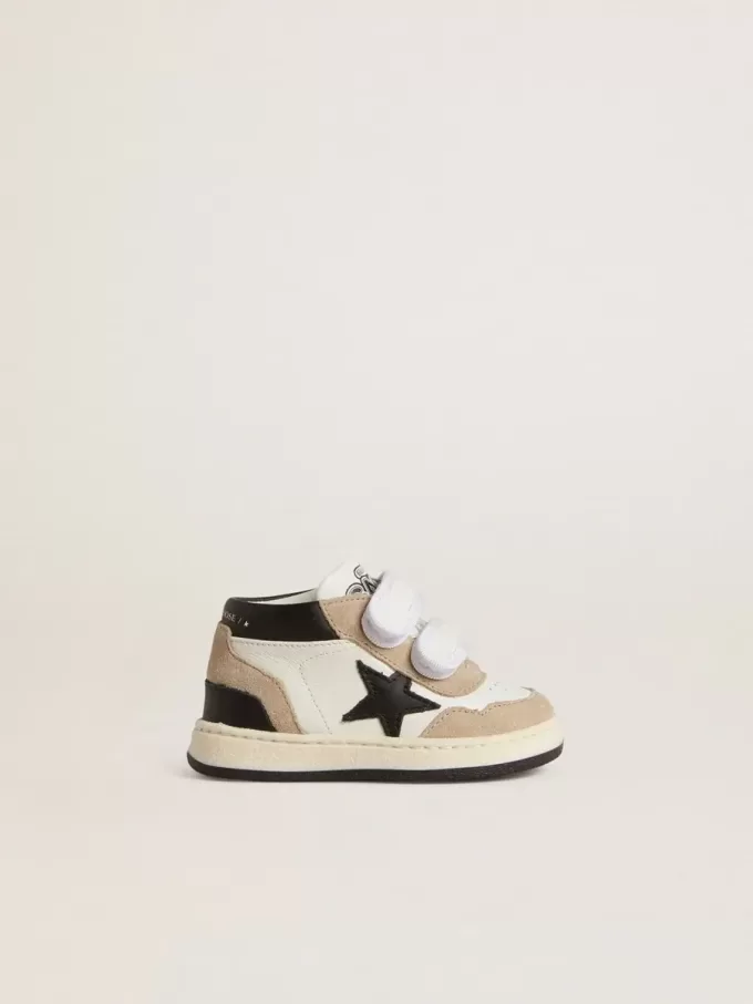 Junior June en napa con inserciones de ante y estrella de cuero negro Junior June en napa con inserciones de ante y estrella de cuero negro