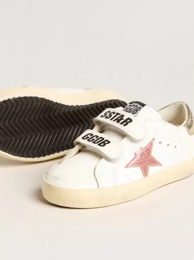 Junior Old School con estrella de cuero metalizado color melocotón Junior Old School con estrella de cuero metalizado color melocotón