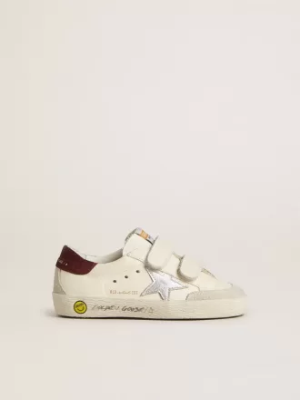 Junior Old School con estrella de cuero metalizado plateado y lengüeta del talón de ante morado