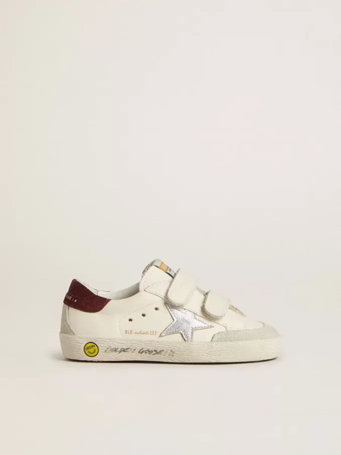Junior Old School con estrella de cuero metalizado plateado y lengüeta del talón de ante morado Junior Old School con estrella de cuero metalizado plateado y lengüeta del talón de ante morado